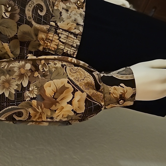 VTG HOWARD WOLF 1980s Designer Brown Floral Plaid Bomber Jacket - Picture 6 of 10